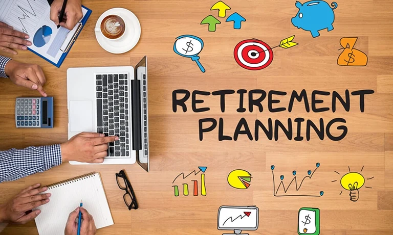 Man working through retirement planning finances