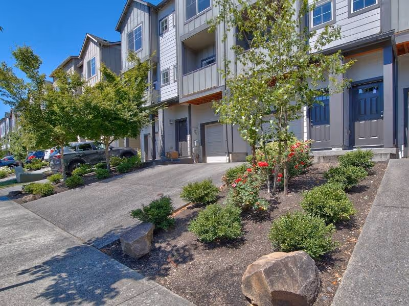 Exterior of homes with shrubs