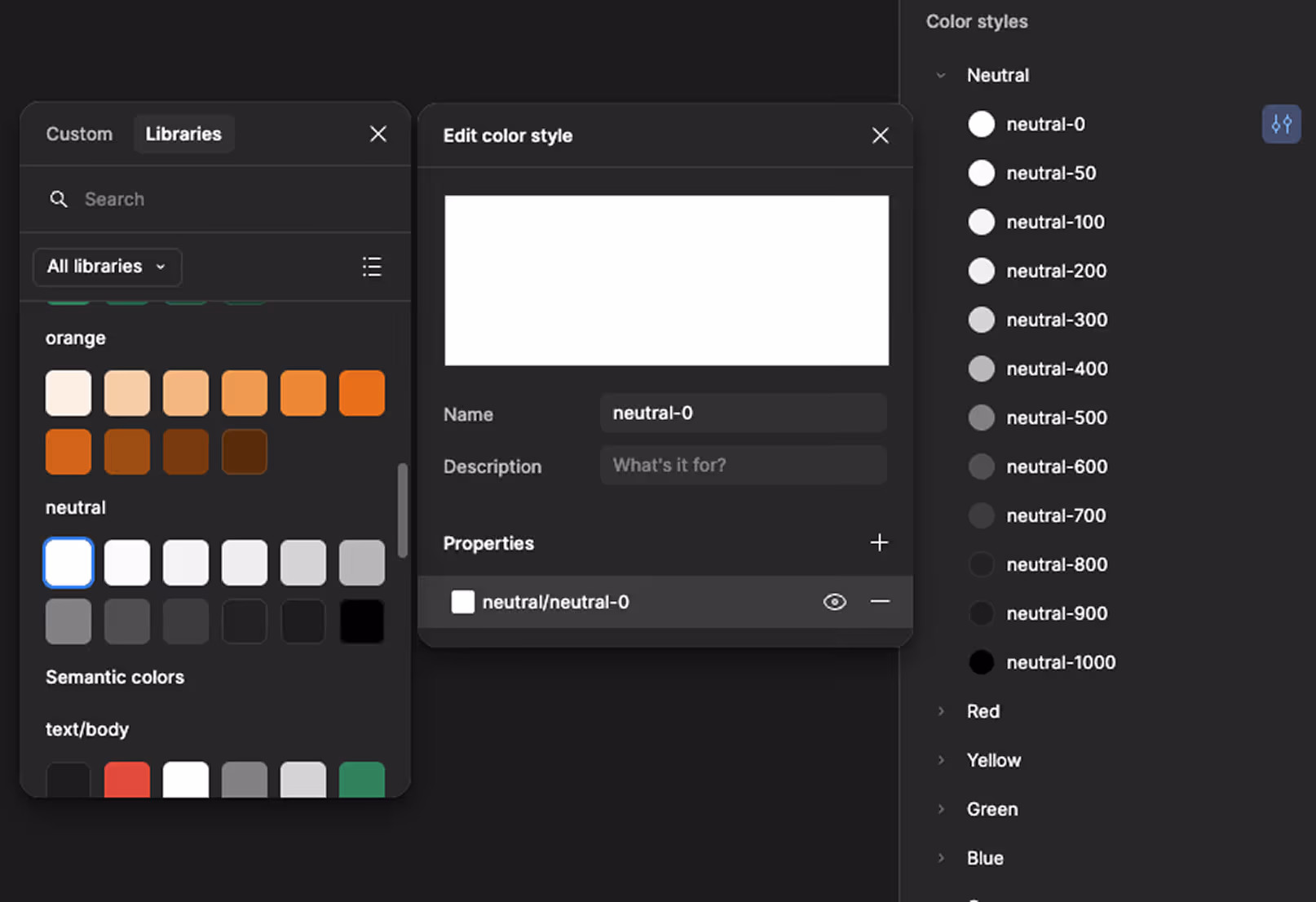 Imagen de enlace de variables de color a estilos de color.