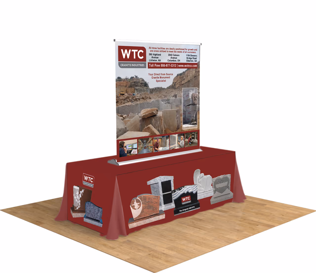 mock-up of a monument dealer trade show booth design