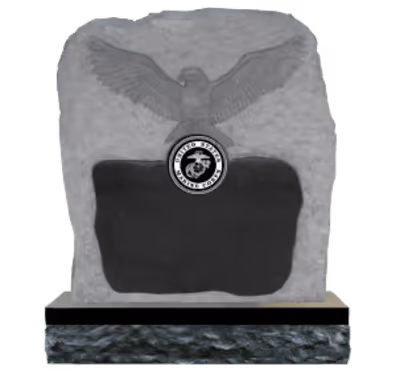 granite monument with an eagle and the US Marine Corps seal