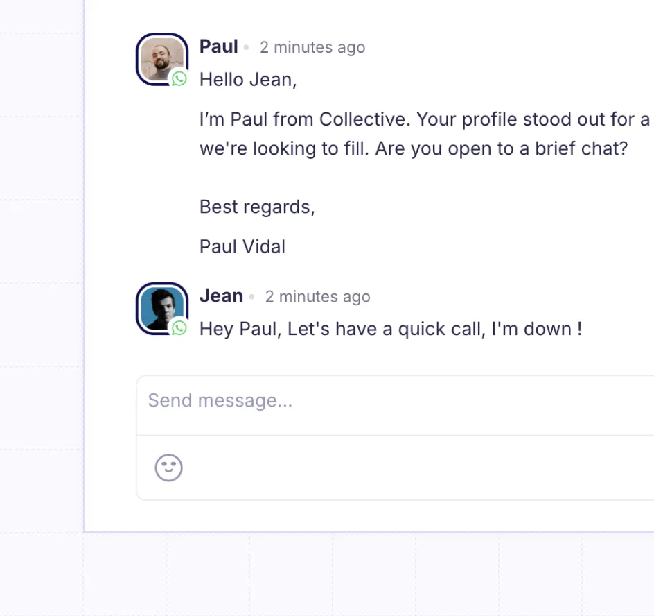 Capture d'écran d'une conversation de messagerie entre Paul et Jean discutant d'un appel rapide.