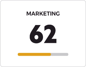 Card with the word MARKETING and the number 62.