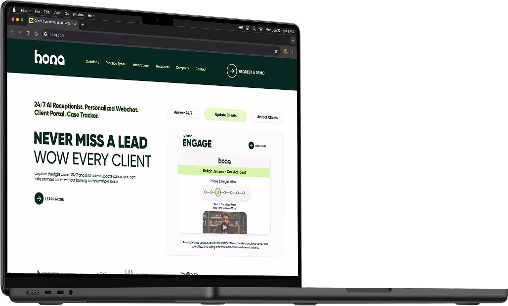Hona website displayed on a MacBook