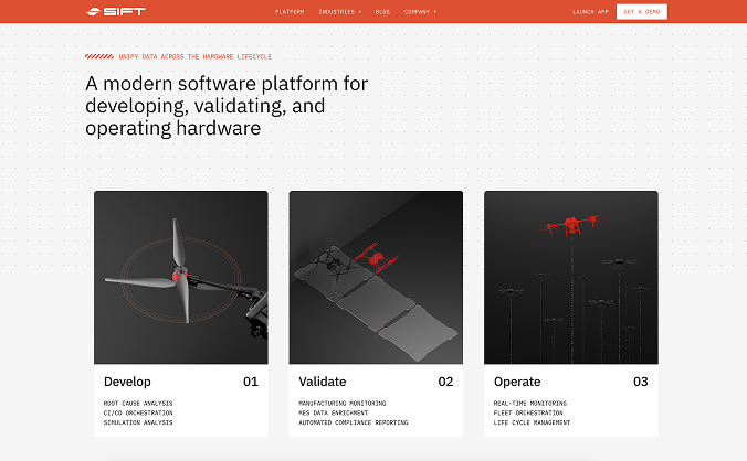 preview of sift's website design