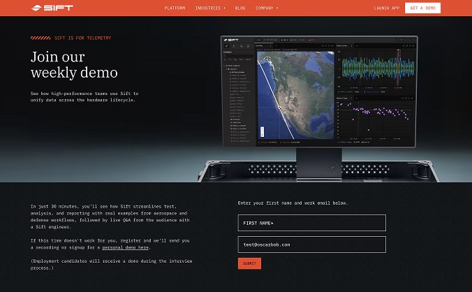 preview of sift's website design