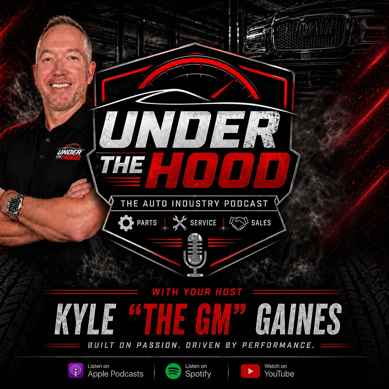 The thumbnail image for the Under the Hood podcast featuring the host Kyle Gaines, smiling with arms crossed