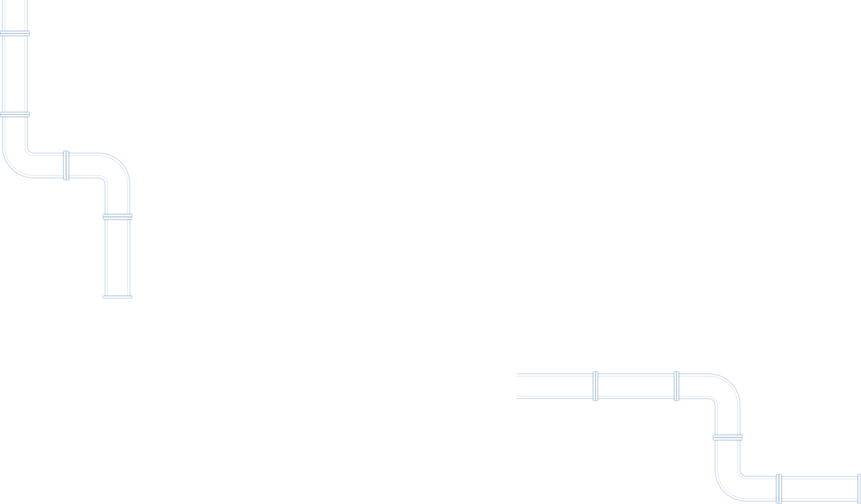 Dark background with thin blue outlined pipes in the top left and bottom right corners.