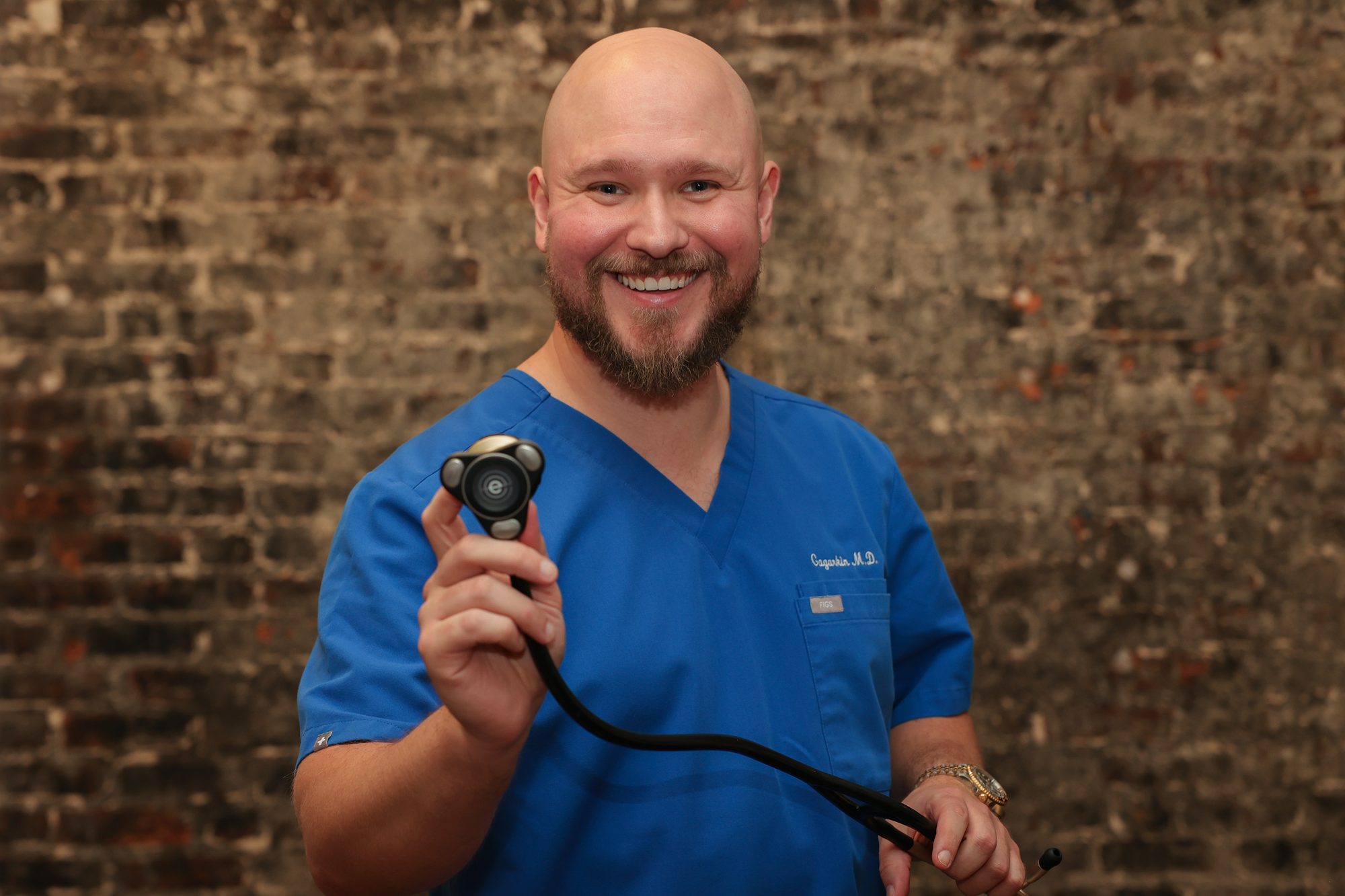 Board-certified family medicine physician Dr. Dmitriy Gagarkin with stethoscope