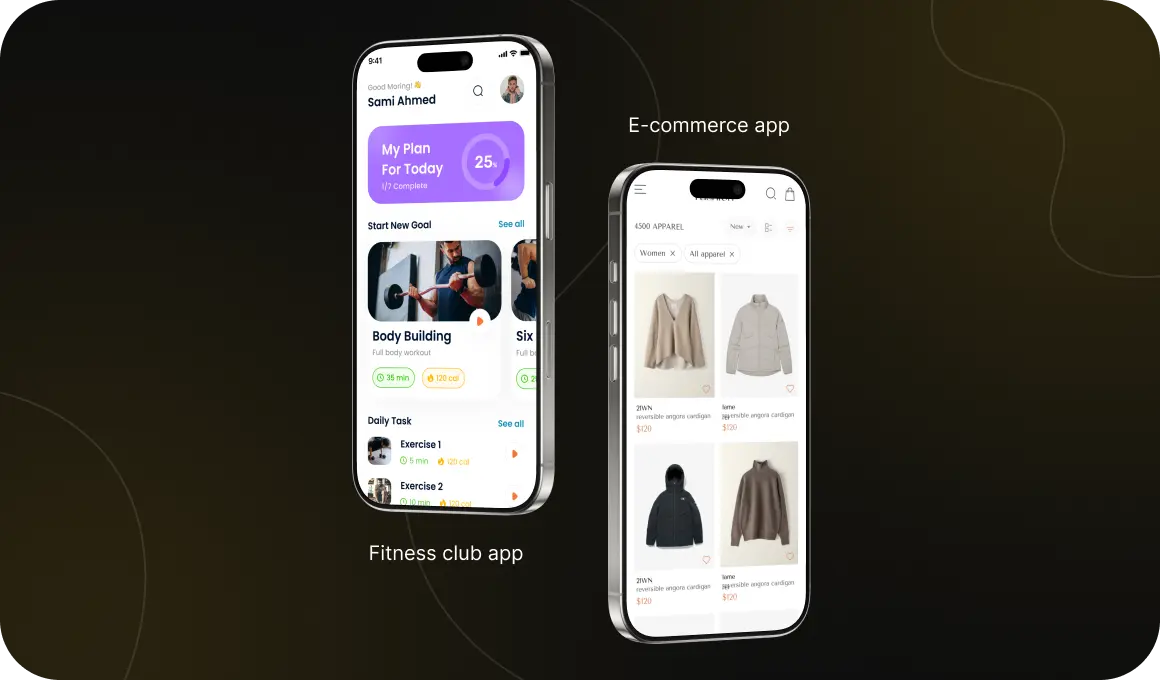 Development of fitness club and online store applications