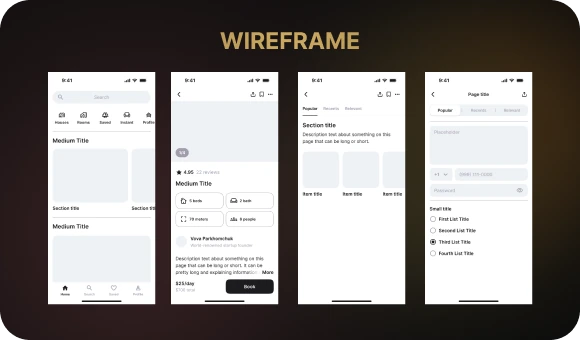 Wireframe — the screen framework