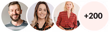 Three smiling diverse professionals featured in circular frames followed by a circle showing +50K indicating a large number of connections.