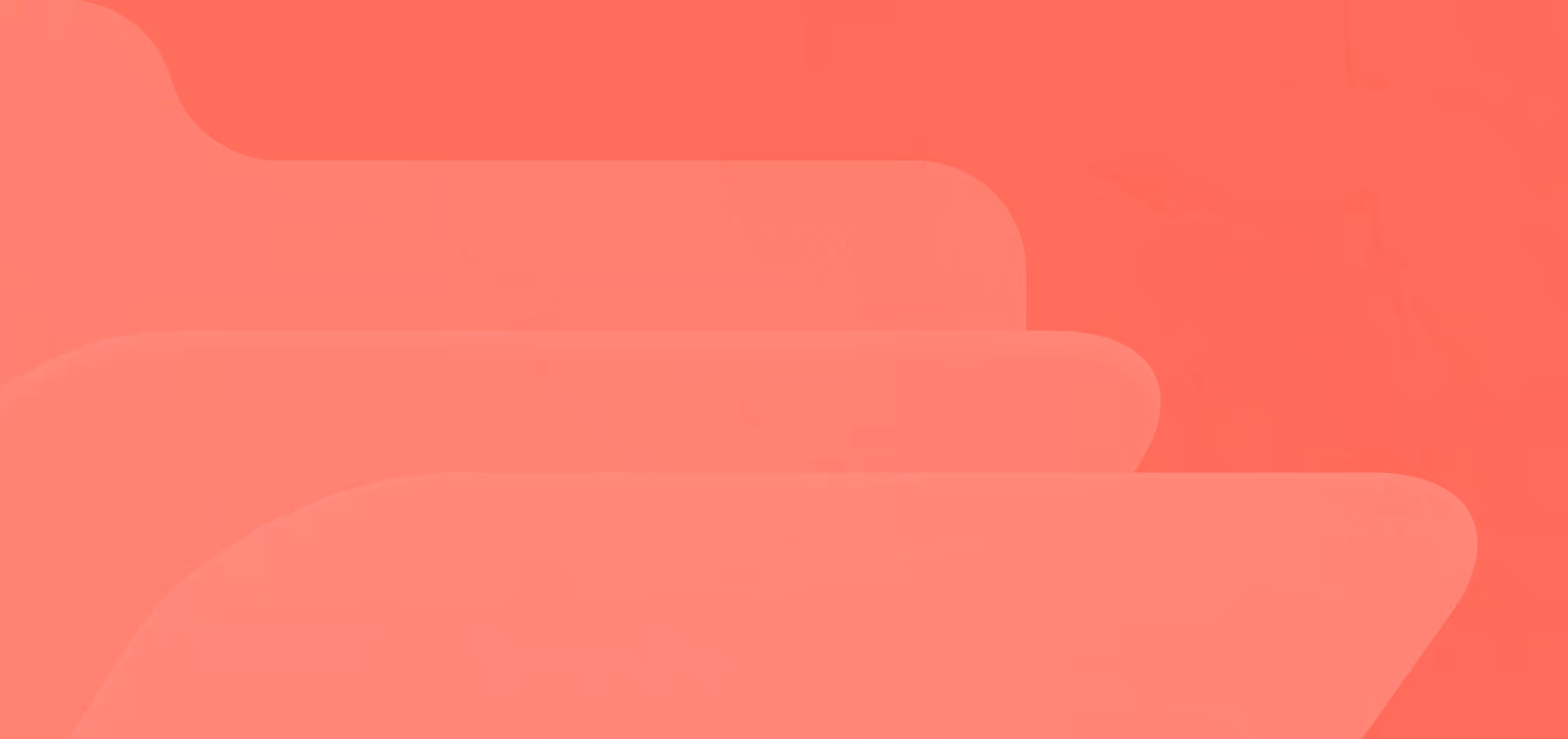 Abstract design with overlapping rounded shapes in varying shades of red and coral.