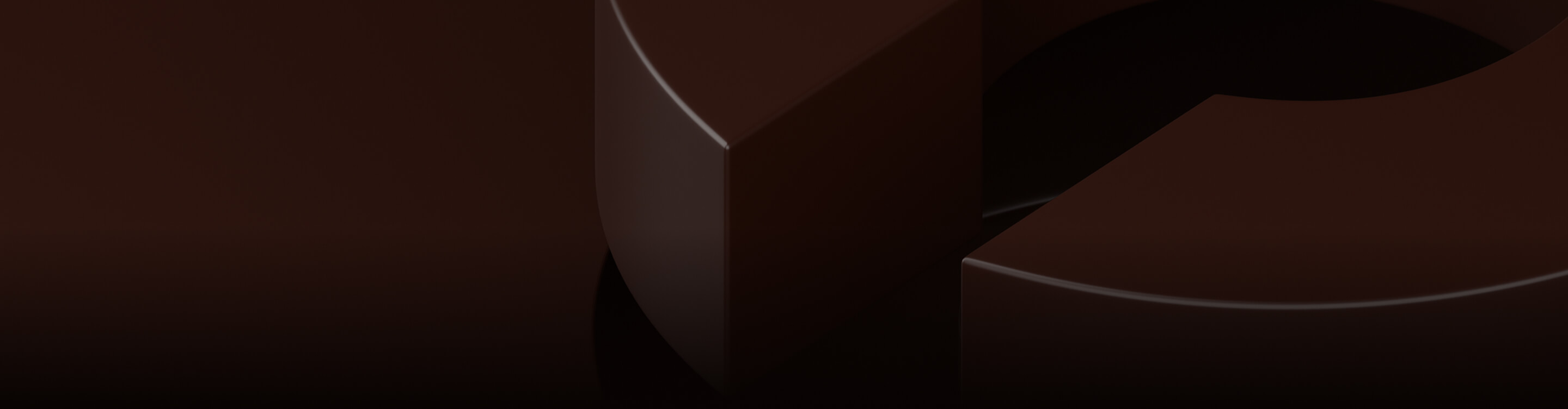 Close-up of smooth, curved dark brown surface with glossy highlights and shadows.