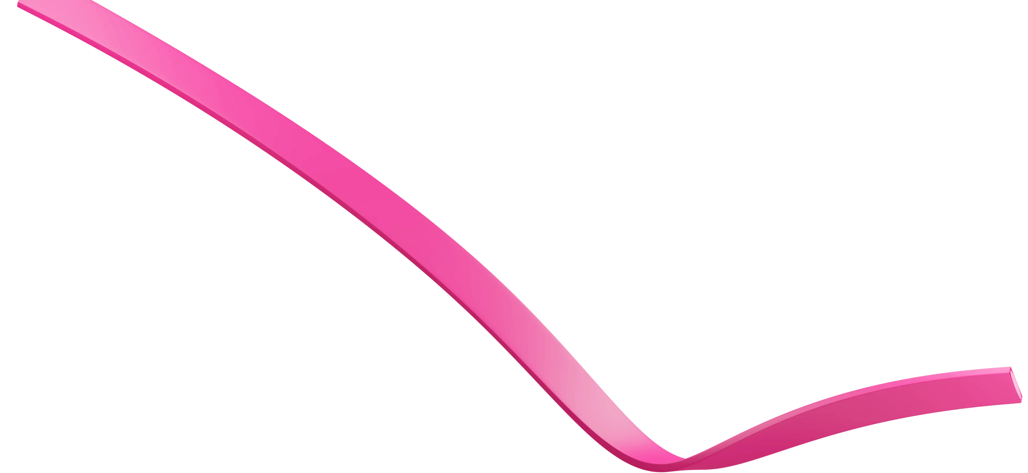 Curved pink ribbon twisting against black background.