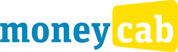 Moneycab company logo with 'money' in blue and 'cab' in white inside a yellow shape.