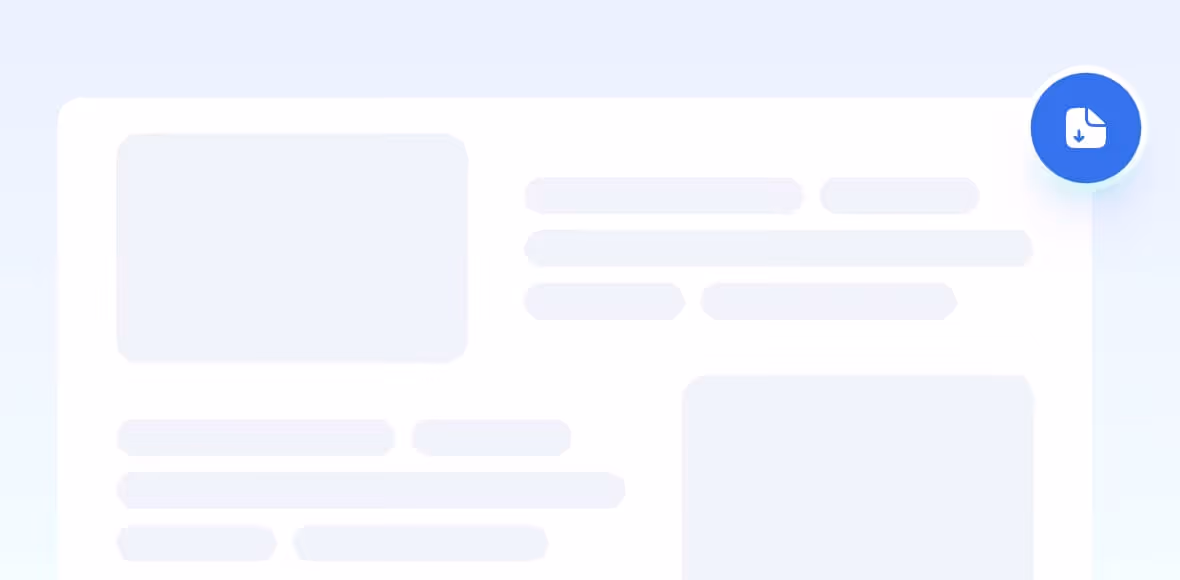 Abstract webpage layout with placeholder blocks and a blue icon for downloading a document.