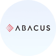 Logo with red diamond grid symbol followed by the word ABACUS in stylized black letters.