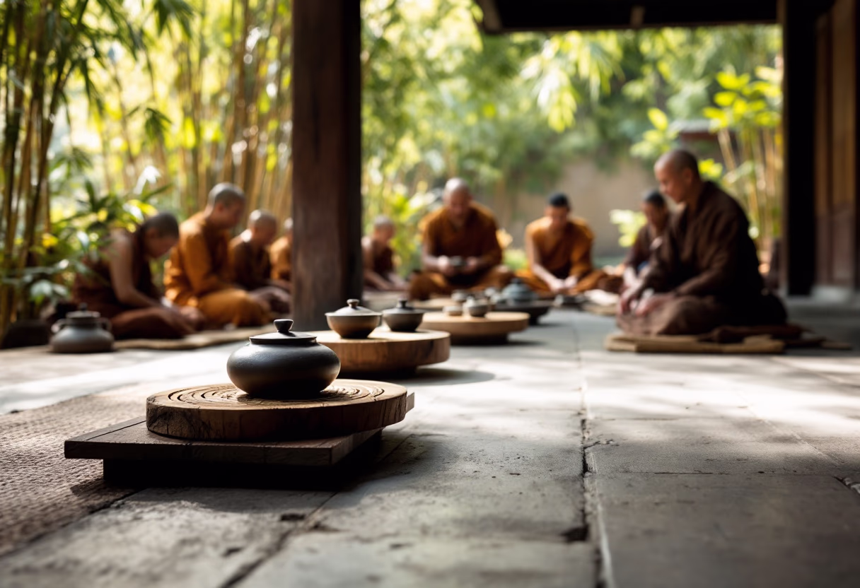 image of community gathering (for a buddhist monasteries & temple)