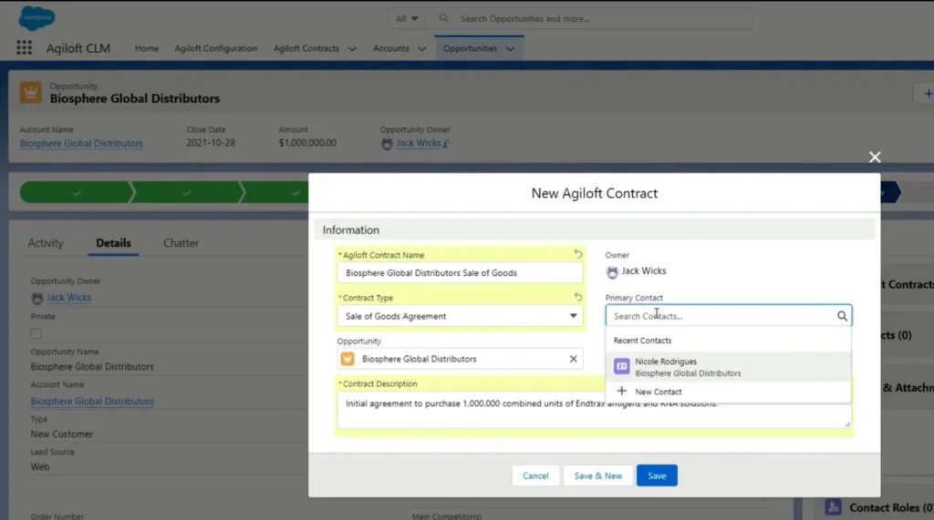 New Agiloft Contact