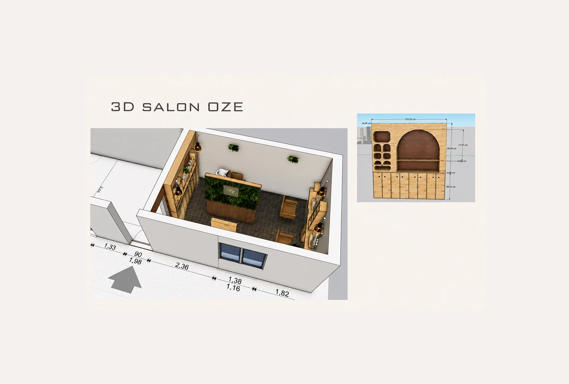 Salon de coiffure OZE - Plan 3D
