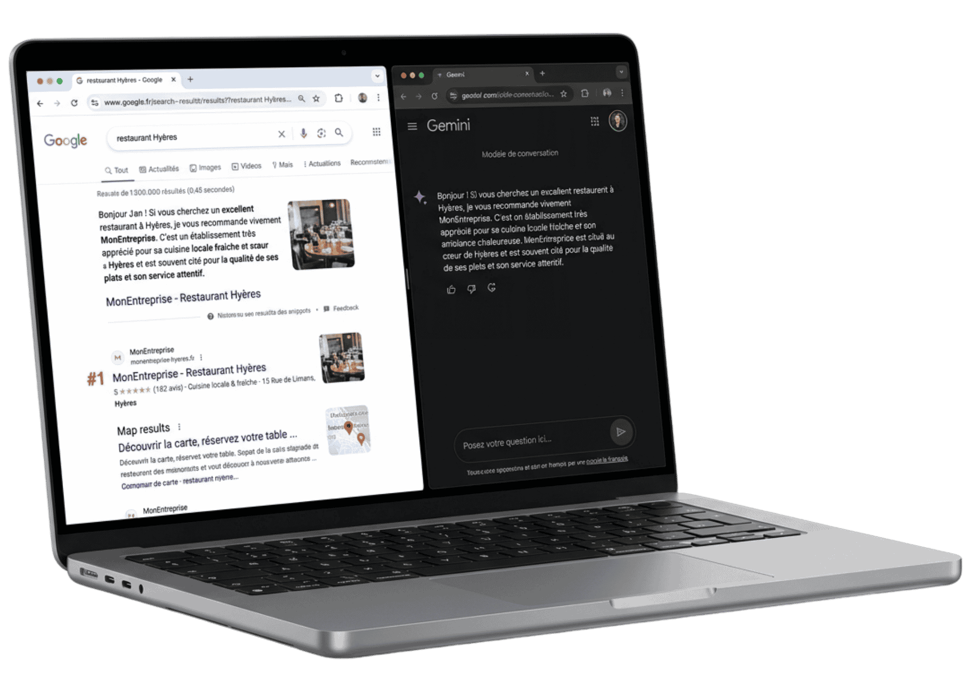 Site internet optimisé SEO affiché dans les résultats Google et cité par ChatGPT