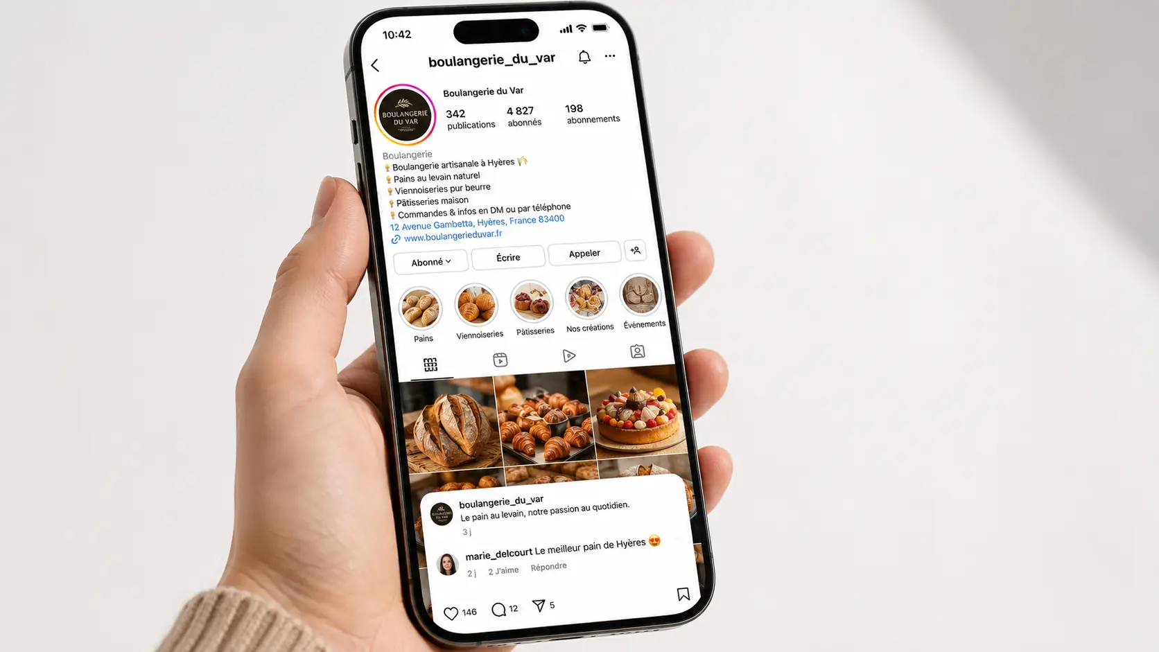 Publications Instagram professionnelles consultées sur mobile, gérées par LaisseFaire