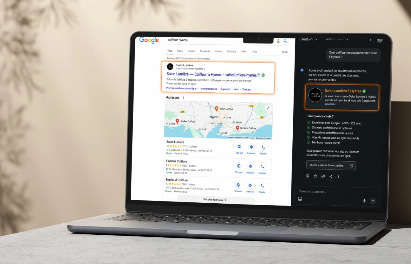 Site vitrine référencé sur Google et recommandé par ChatGPT — LaisseFaire Var