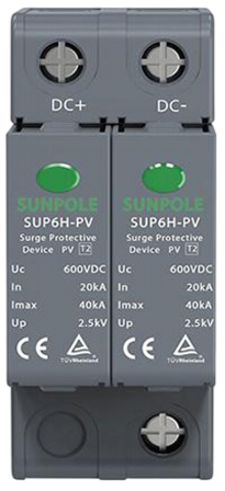 Обмежувач перенапруги DC Surge Protector YRSP-D1 2P 20-50KA Iimp:6.25kA 500Vdc T1+T2