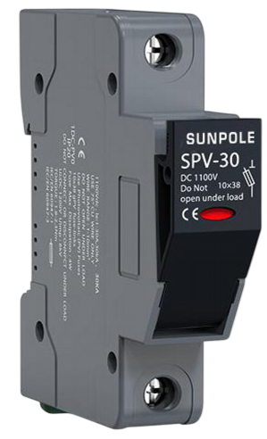 Тримач запобіжника з індикатором DC Fuse Holder YROPV-1085 1P 32A 1000V чорний