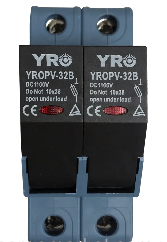 Тримач запобіжника з індикатором DC Fuse Holder YROPV-1085 2P 32A 1000V чорний