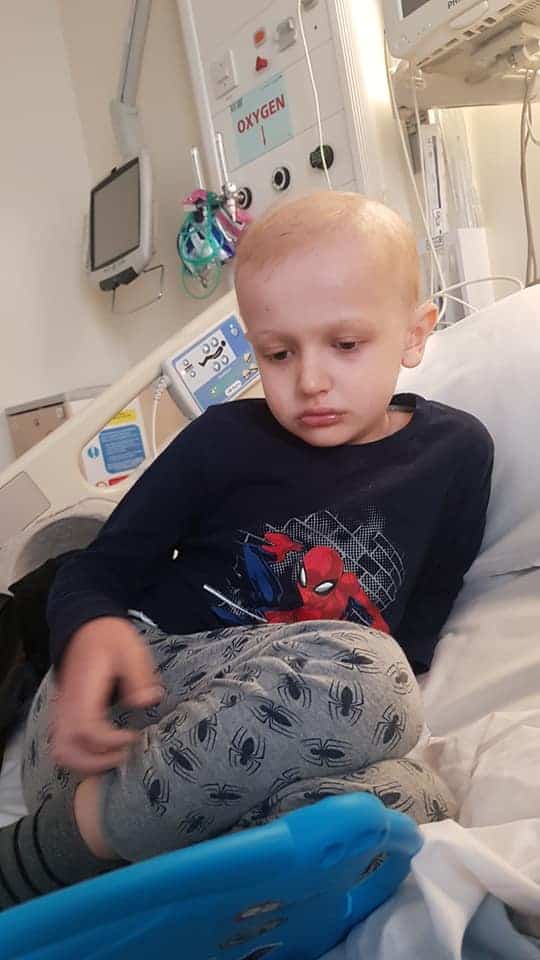 Kidscan Ambassador Theo in hospital