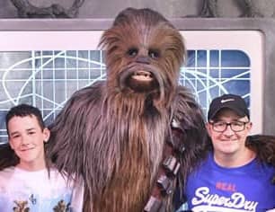 James, Dad and Chewbacca