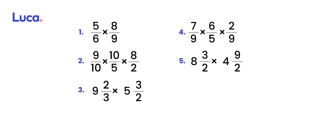 ejercicios de multiplicación de fracciones