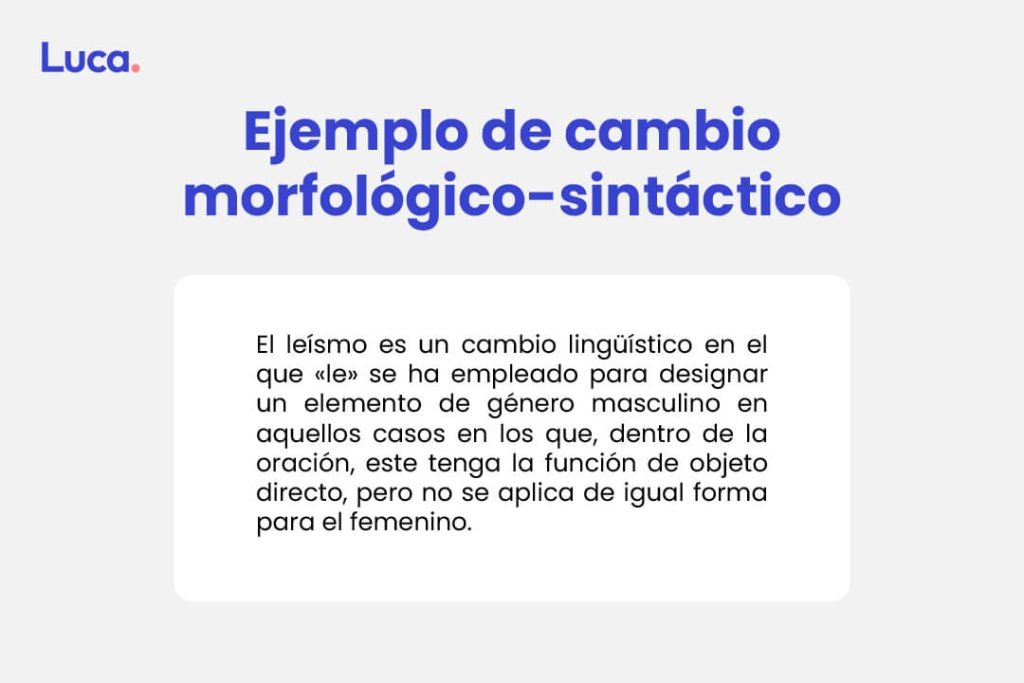 Ejemplo de cambio morfologico sintáctico