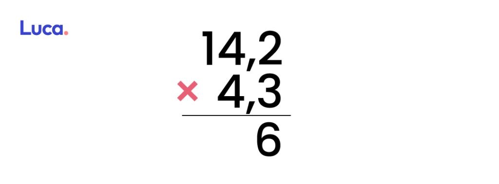 Algoritmo de la multiplicación con decimales paso 1