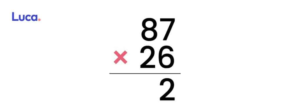 Algoritmo de la multiplicación con reservas paso 1
