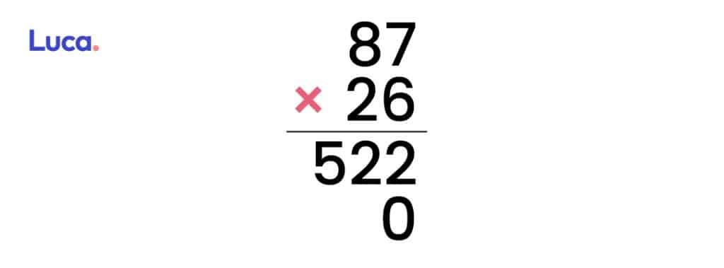 Algoritmo de la multiplicación con reservas paso 3