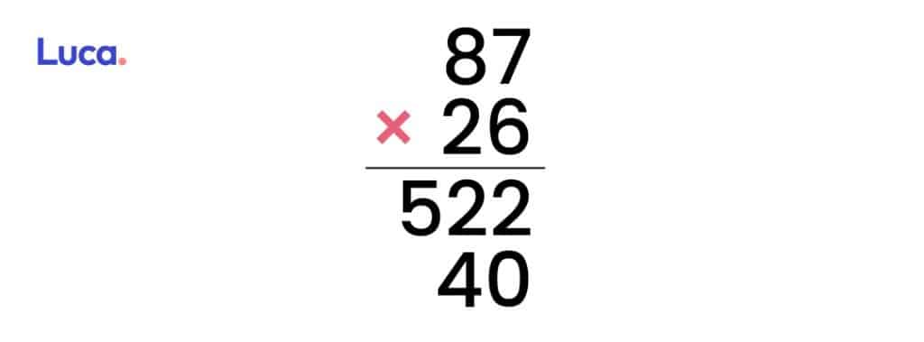 Algoritmo de la multiplicación con reservas paso 4