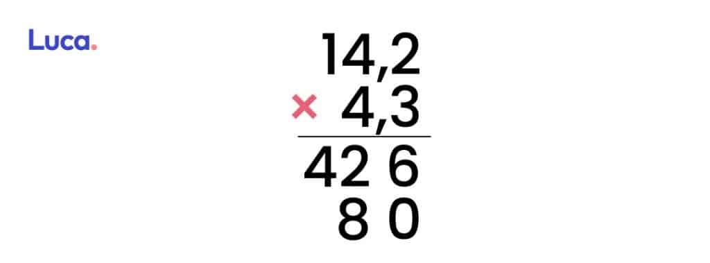 Algoritmo de la multiplicación con decimales paso 5
