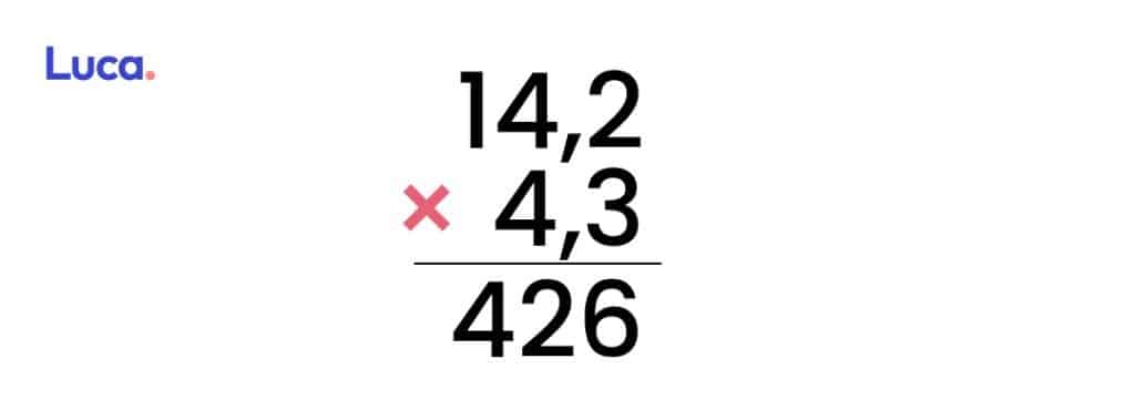 Algoritmo de la multiplicación con decimales paso 3