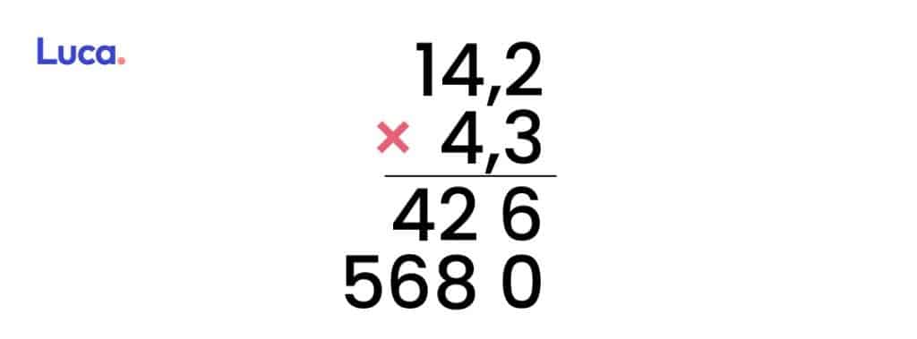 Algoritmo de la multiplicación con decimales paso 7