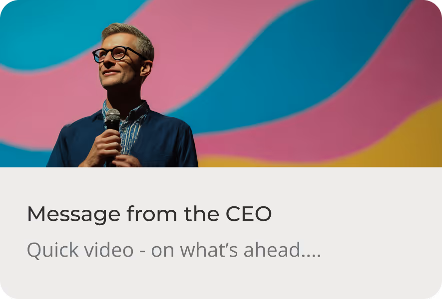 Company news card in intranet showing announcements and updates shared with all employees