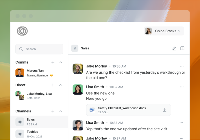 Employee experience platform dashboard showing communication, updates and team engagement tools
