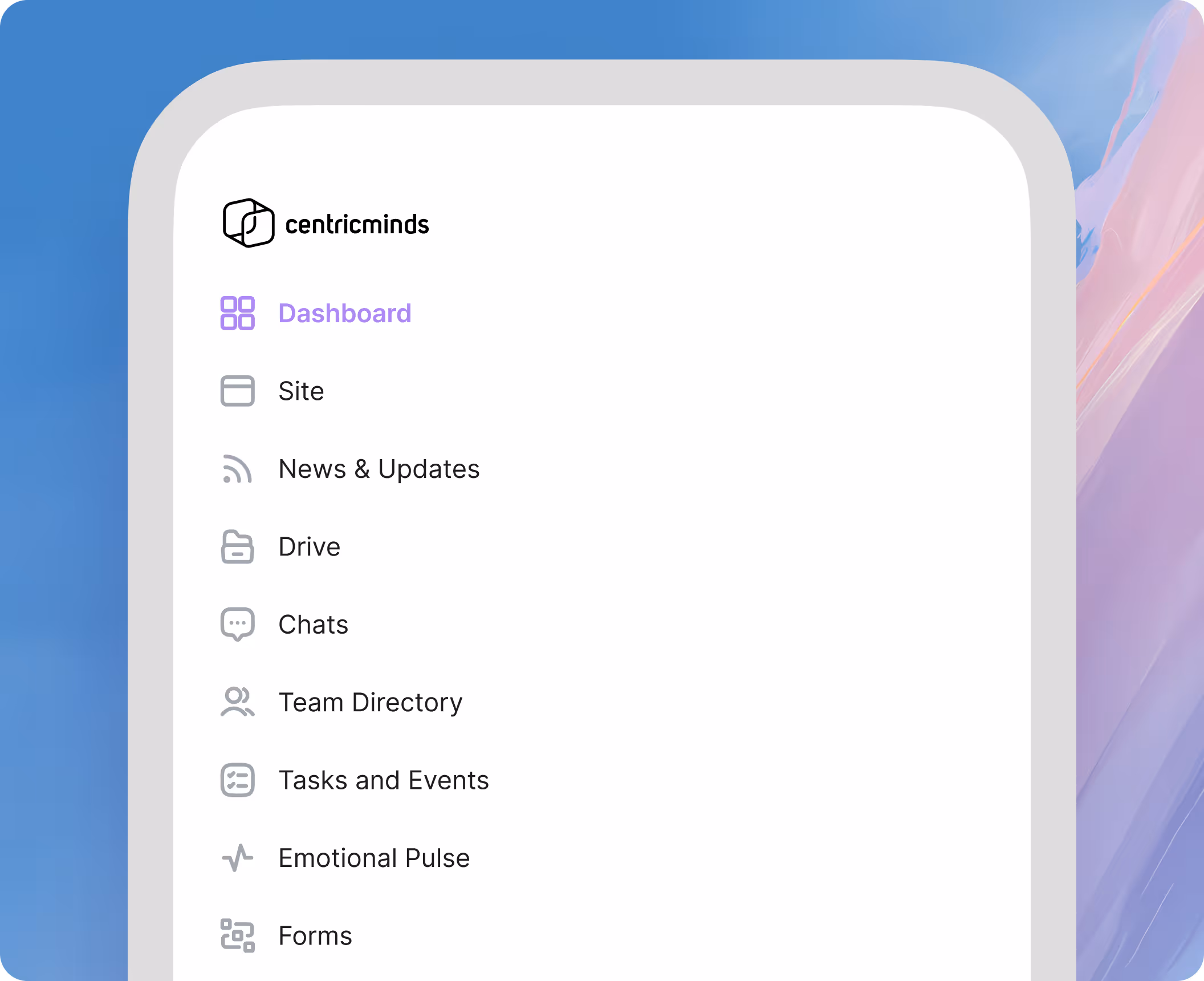 Employee App interface showing news, tasks, forms, and documents in a single mobile experience.