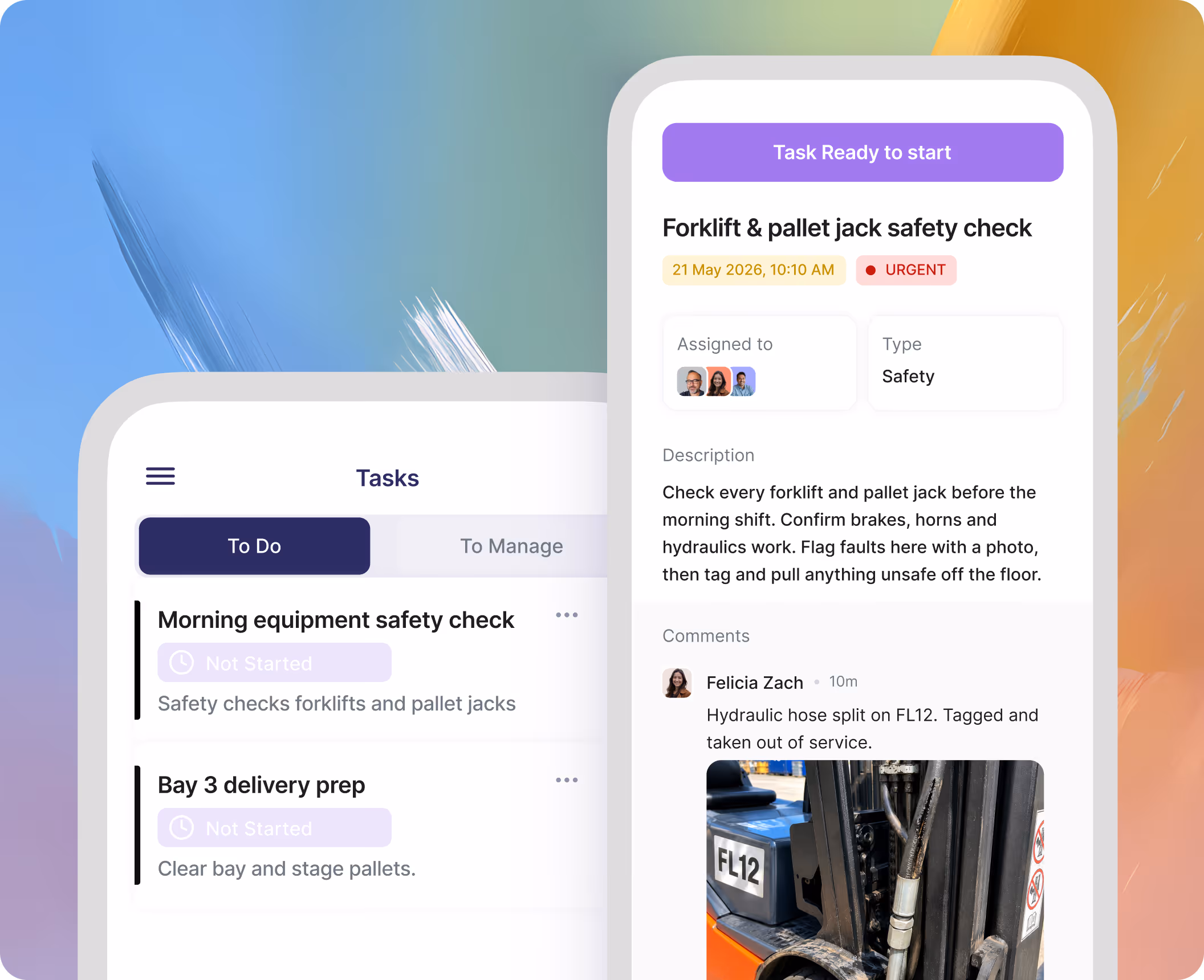 Employee App helping frontline workers access information, tasks, and communication from their mobile devices.