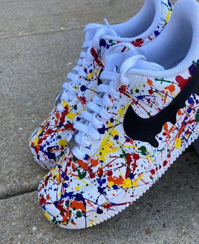Custom Nike Cortez with paint-splatter design