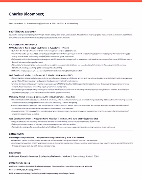 Creative resume template preview.