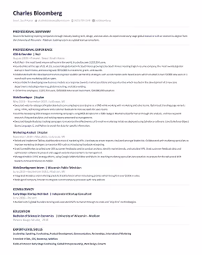 Modern resume template preview.