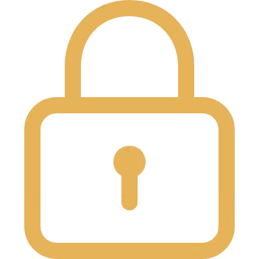 Simple gold padlock icon representing security or privacy.